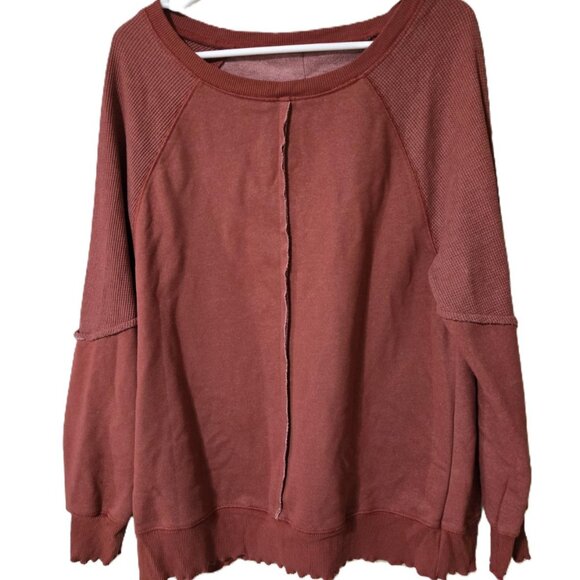 Womens long sleeve Burgundy Sweater small exposed seam unfinished look - Picture 1 of 6